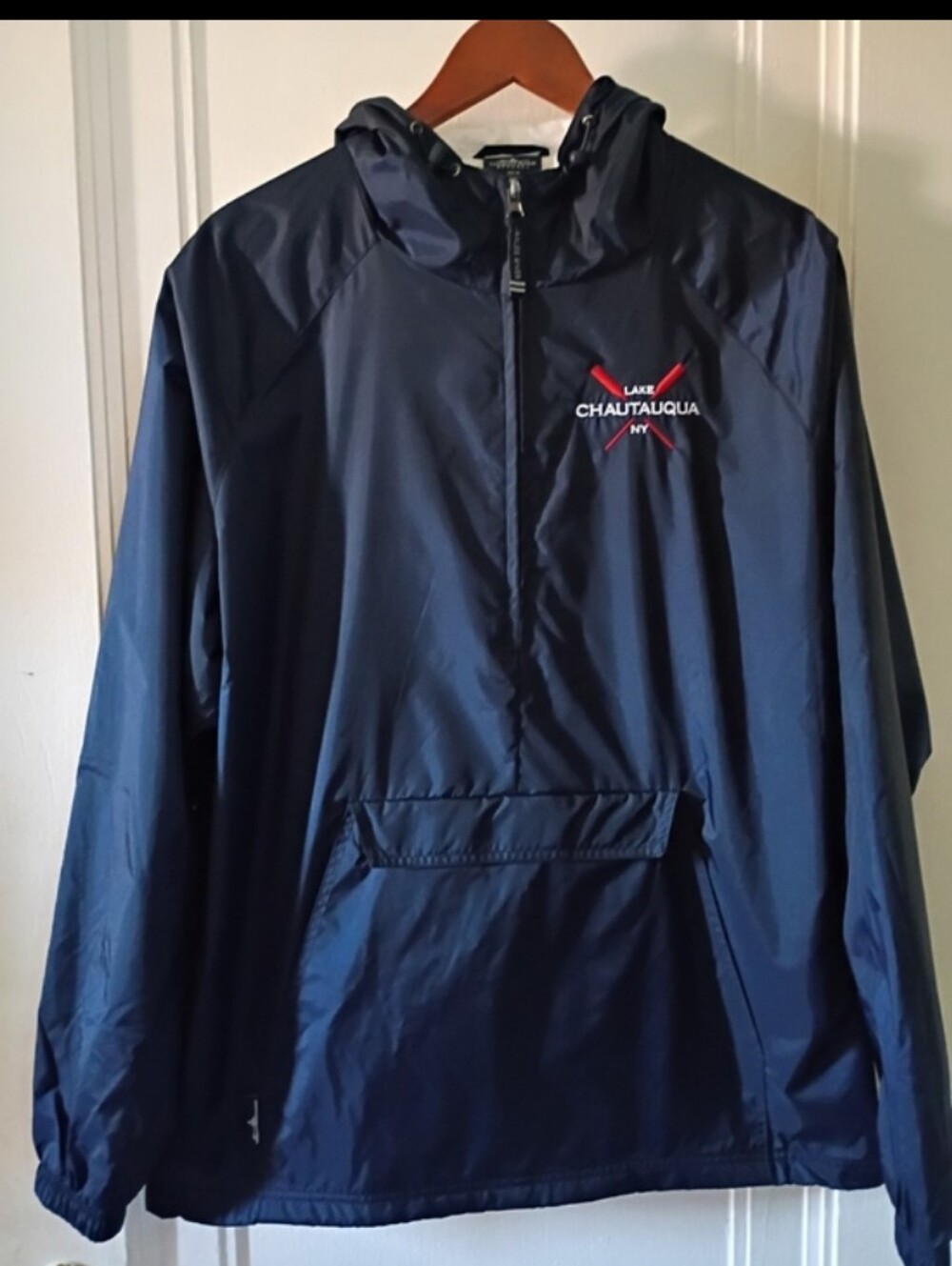 Charles River Apparel Navy Windbreaker Pullover with Hood